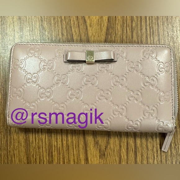 Guccissima ling zippy light pink wallet